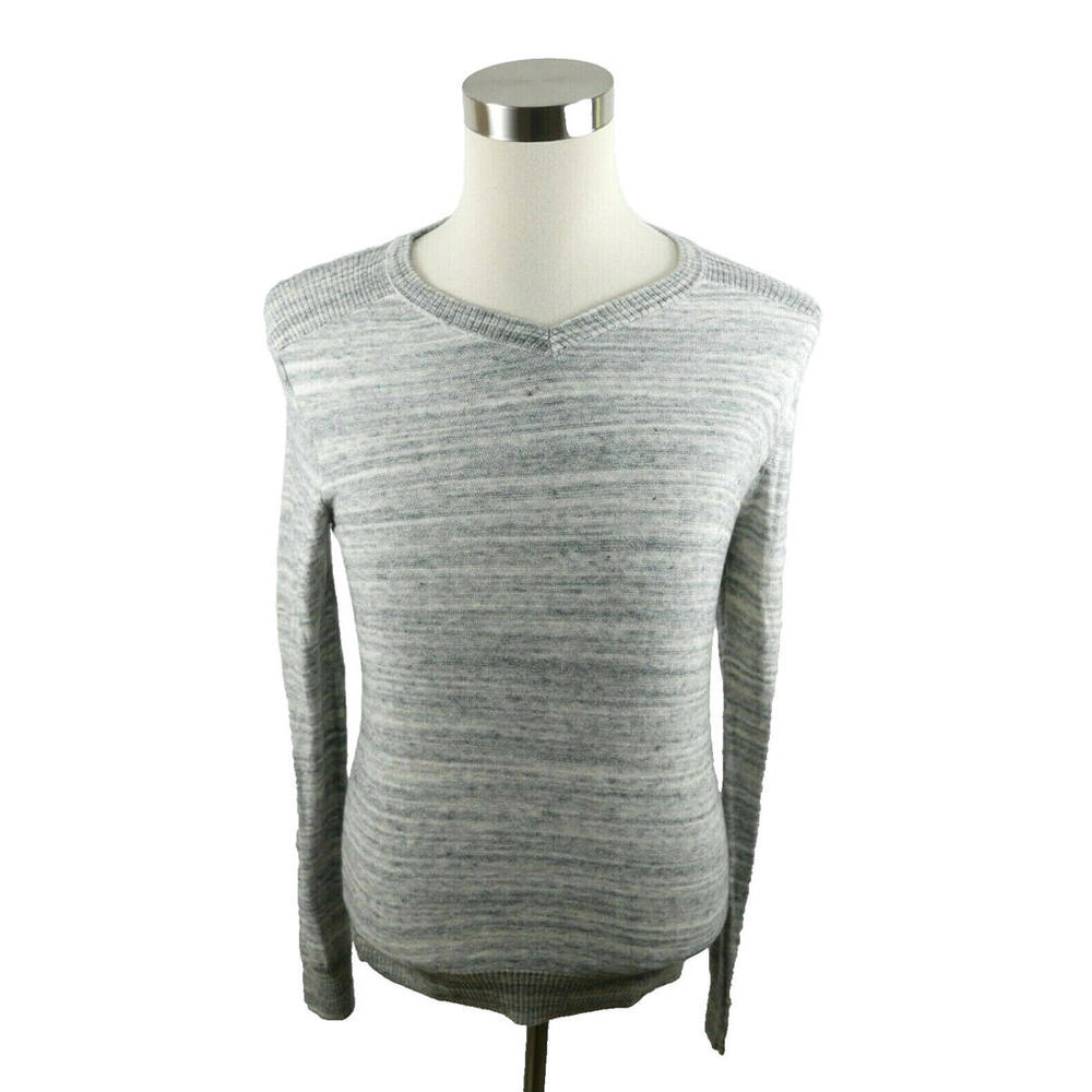 Rock & Republic Mens Cotton V Neck Heather Gray Sweater Small